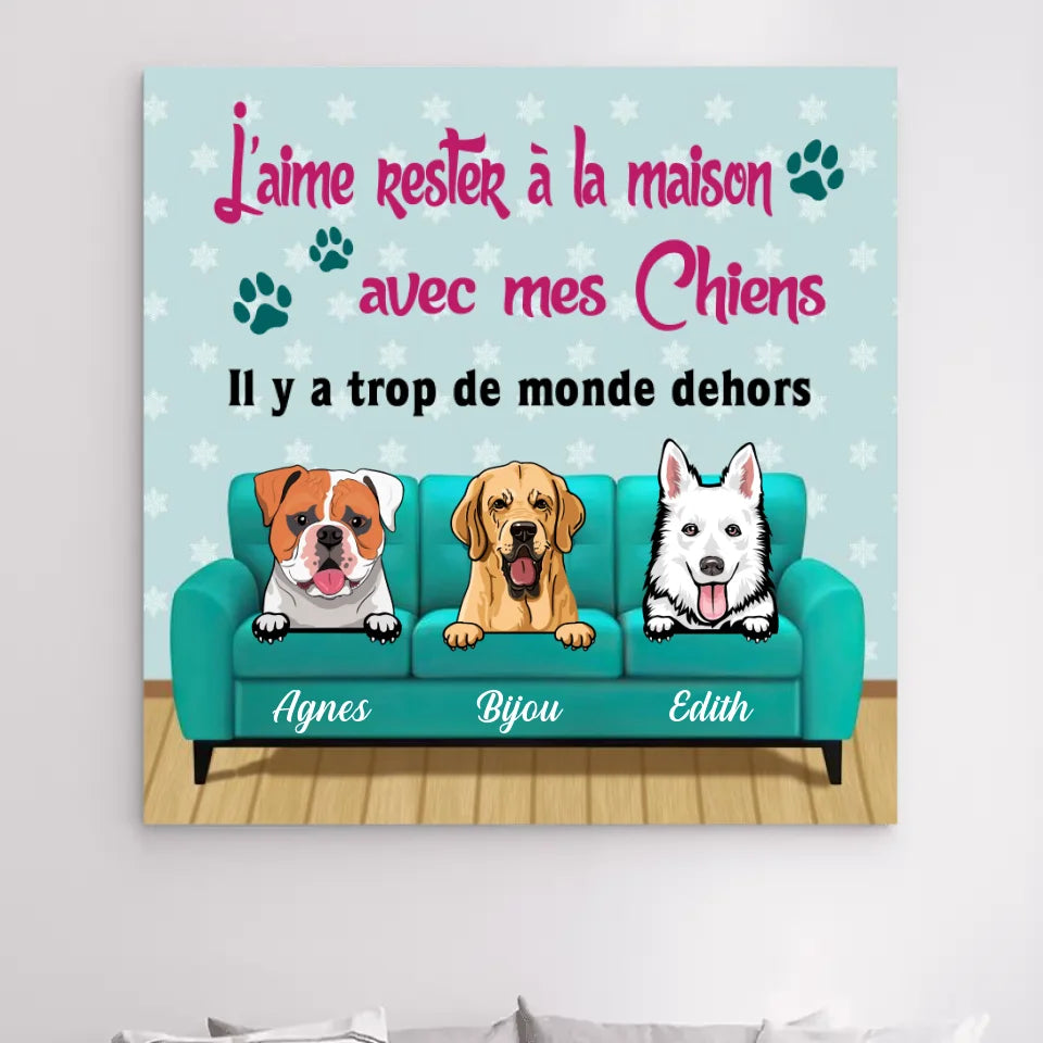 Impression sur Acrylique personnalisée, cadeau pour maman, papa chien, l'aime rester à la maison avec mec chiens
