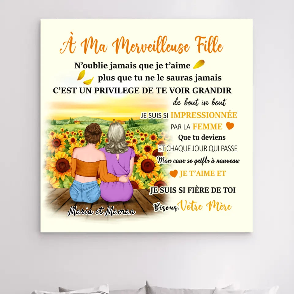 Impressions sur métal personnalisée, cadeau pour fille, mère et fille, À ma merveilleuse fille n'oublie jamais que je t'aime