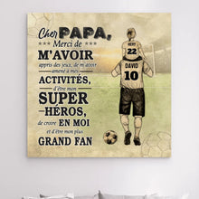 Charger l&#39;image dans la galerie, Impressions sur métal personnalisée, cadeau pour père des fils et filles, nom et numéro du maillot de football, cher papa
