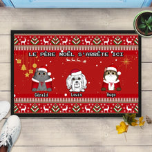 Charger l&#39;image dans la galerie, Carpette personnalisé, Tapis Cadeau pour la famille, maman et papa chien, Chat, LE PÈRE NOËL S&#39;ARRÊTE ICI
