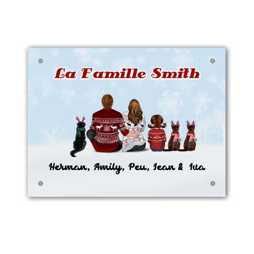 Plaque De Porte personnalisé, signe en métal Cadeau pour la famille, Couple, amoureux des chats, chiens, joyeux noël