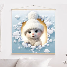 Charger l&#39;image dans la galerie, 3D bébé Mouton L&#39;hiver Impressions sur cercle en mousse personnalisés, 3D Décor pour le salon à Noël
