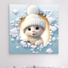 Charger l&#39;image dans la galerie, 3D bébé Mouton L&#39;hiver Impressions sur cercle en mousse personnalisés, 3D Décor pour le salon à Noël
