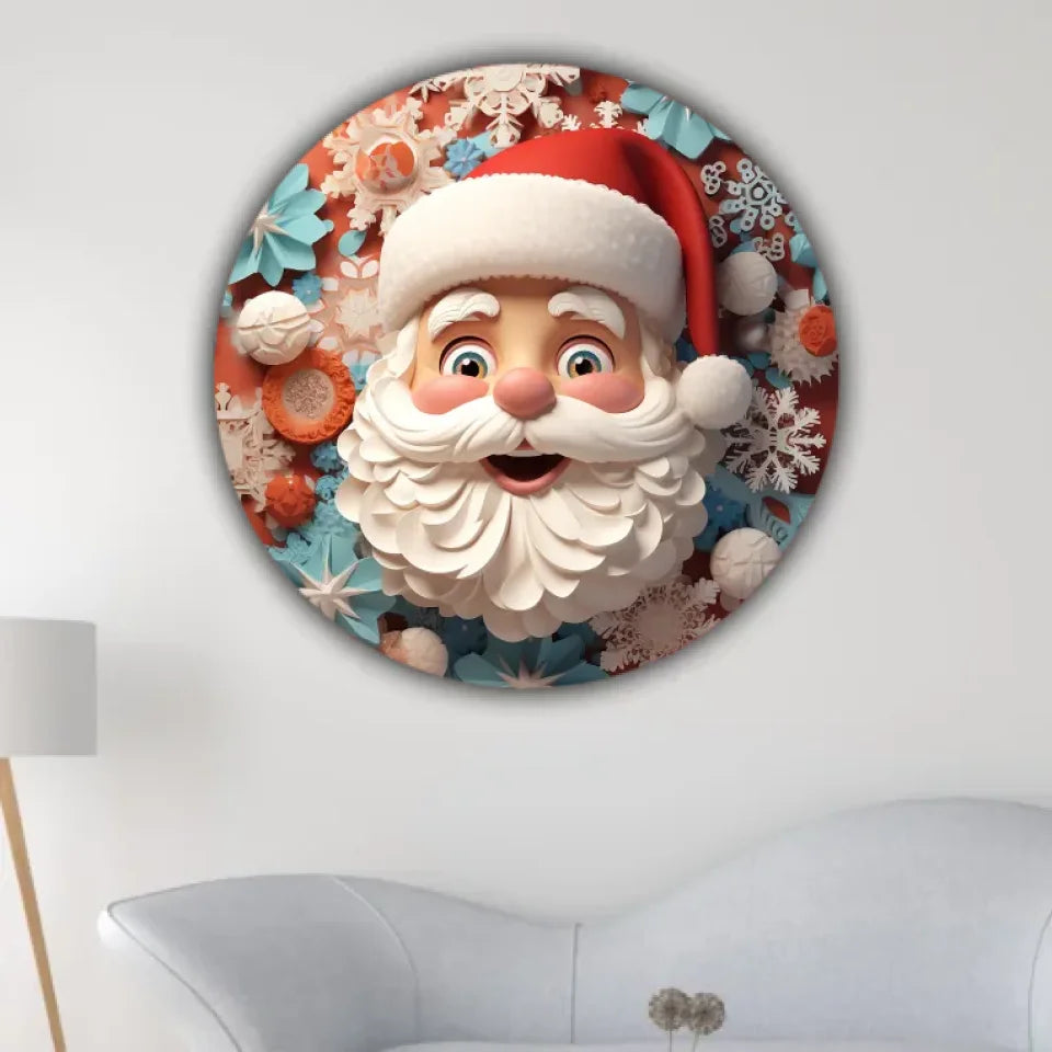 3D Père Noël L'hiver Impressions sur cercle en mousse personnalisés, 3D Décor pour le salon à Noël