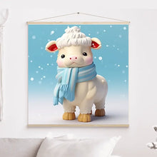 Charger l&#39;image dans la galerie, 3D Vache Charolais Toile à suspendre personnalisés, 3D Décor pour le salon à Noël

