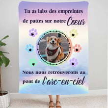 Charger l&#39;image dans la galerie, Chien Chat Cheval Pet Photo Couverture personnalisée, Plaid mémoire, souvenirs, mémorial, pont de l&#39;arc-en-ciel
