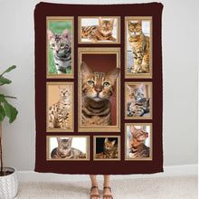 Charger l&#39;image dans la galerie, Chat du Bengale Couverture personnalisée, Plaid cadeau pour Amoureux des chats, maman chat, papa chat
