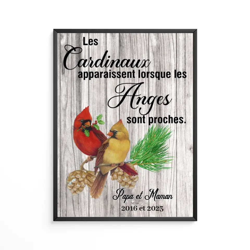 Mémoires Poster personnalisée, Les cardinaux les anges sont proches, mémoire, souvenirs, mémorial