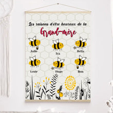 Charger l&#39;image dans la galerie, Enfants Poster personnalisée Noms, cadeau pour aime les abeilles, Les raisons d&#39;être heureux de Grand-mère, Mamie
