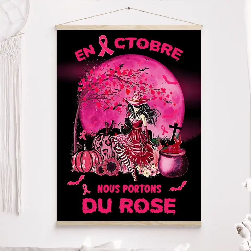 Sensibilisation au cancer du sein Toile à suspendre personnalisée, En octobre, nous portons du rose