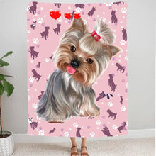 Charger l&#39;image dans la galerie, Yorkshire Terrier Couverture personnalisée, Plaid cadeau pour Maman chien, Amoureux des chiens yorkshires
