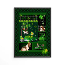 Charger l&#39;image dans la galerie, Chien Basset Hound Couverture personnalisée, Plaid cadeau pour Amoureux des chiens, Irish Shamrock St Patrick&#39;s Day
