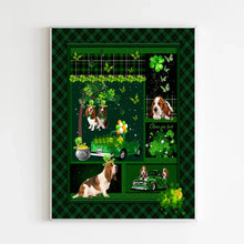 Charger l&#39;image dans la galerie, Chien Basset Hound Couverture personnalisée, Plaid cadeau pour Amoureux des chiens, Irish Shamrock St Patrick&#39;s Day
