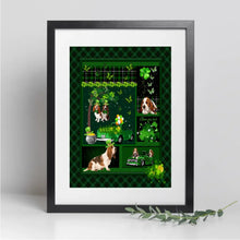 Charger l&#39;image dans la galerie, Chien Basset Hound Couverture personnalisée, Plaid cadeau pour Amoureux des chiens, Irish Shamrock St Patrick&#39;s Day
