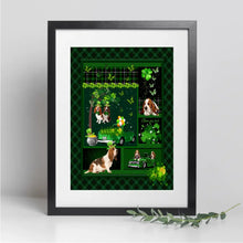 Charger l&#39;image dans la galerie, Chien Basset Hound Poster personnalisée, cadeau pour Amoureux des chiens, Irish Shamrock St Patrick&#39;s Day
