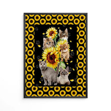 Charger l&#39;image dans la galerie, Chat Tournesol Poster encadré en bois personnalisée, cadeau pour Amoureux des chats, maman et papa chat
