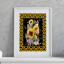 Charger l&#39;image dans la galerie, Chat Tournesol Poster encadré en bois personnalisée, cadeau pour Amoureux des chats, maman et papa chat
