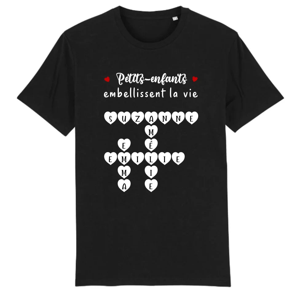 Petits-enfants Mots croisés, T-shirt personnalisé grand-père grand-mère, Petits-enfants embellissent la vie