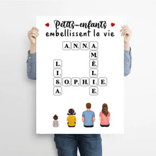 Charger l&#39;image dans la galerie, Mots croisé Poster personnalisée, cadeau pour Famille, Grand-mère, grand-père, Petits-enfants embellissent la vie
