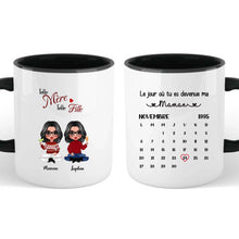 Charger l&#39;image dans la galerie, Date d&#39;anniversaire Mug Calendrier personnalisé, Fête des mères Cadeaux pour maman, Telle mère, telle fille
