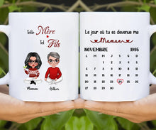 Charger l&#39;image dans la galerie, Date d&#39;anniversaire Mug Calendrier personnalisé, Fête des mères Cadeaux pour maman, Telle mère tel fils
