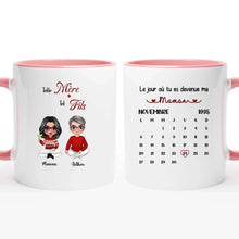 Charger l&#39;image dans la galerie, Date d&#39;anniversaire Mug Calendrier personnalisé, Fête des mères Cadeaux pour maman, Telle mère tel fils
