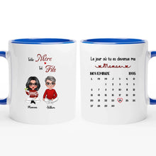 Charger l&#39;image dans la galerie, Date d&#39;anniversaire Mug Calendrier personnalisé, Fête des mères Cadeaux pour maman, Telle mère tel fils
