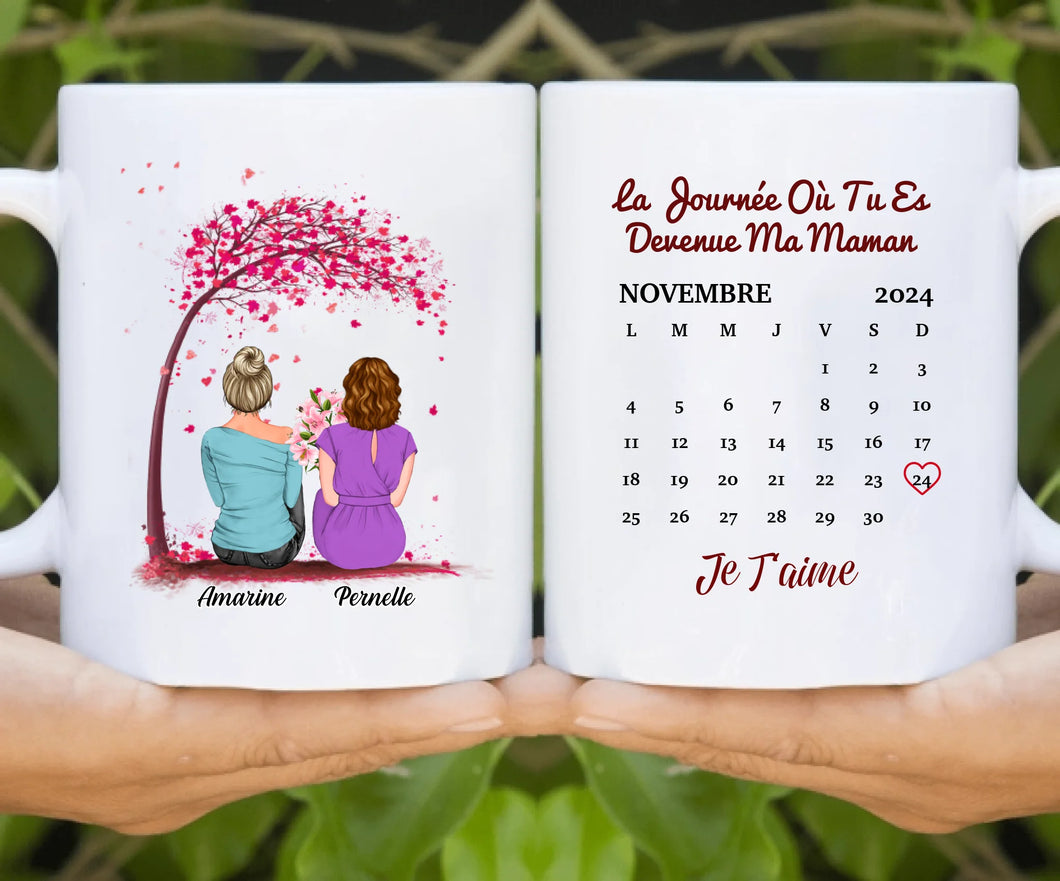 Date d'anniversaire Mug personnalisé, Fête des mères Cadeaux pour maman, La Journée Où Tu Es Devenue Ma Maman