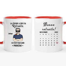 Charger l&#39;image dans la galerie, Date d&#39;anniversaire Mug Calendrier personnalisé, fête des pères Cadeaux pour Papa, La légende a pris sa retraite
