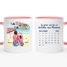 Charger l&#39;image dans la galerie, Date d&#39;anniversaire Mug personnalisé, Fête des mères Cadeaux pour maman, Plage, été, Telle mère, telle fille
