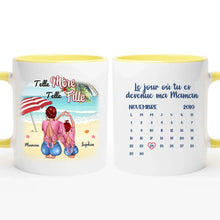 Charger l&#39;image dans la galerie, Date d&#39;anniversaire Mug personnalisé, Fête des mères Cadeaux pour maman, Plage, été, Telle mère, telle fille
