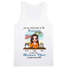 Charger l&#39;image dans la galerie, Retraite T-shirt personnalisé, Fête des mères Cadeaux pour  maman Chat, Plage, été, je ne suis pas à la retraite
