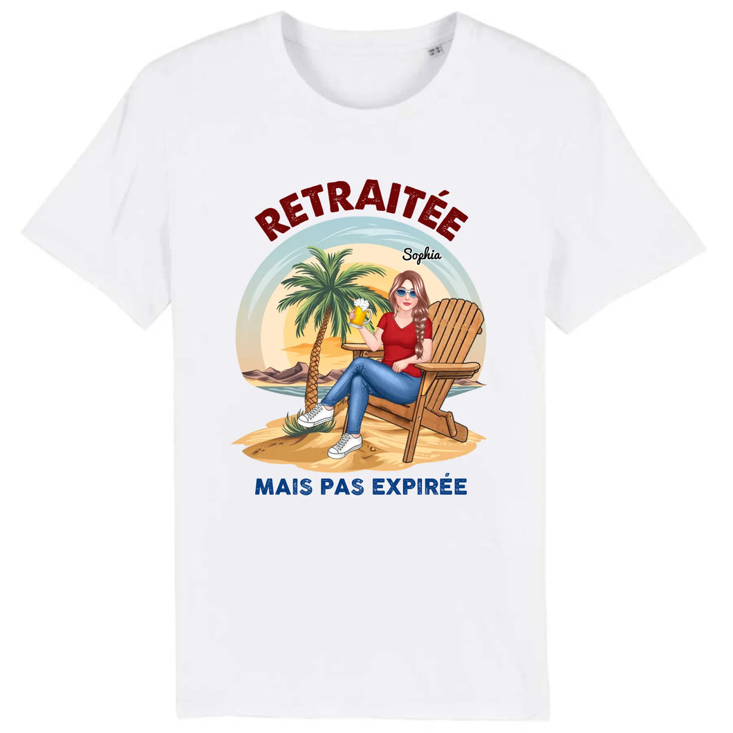 Retraite T-shirt personnalisé, Fête des mères Cadeaux pour  maman, grand-mère, Plage, été, Retraitée mais pas expirée