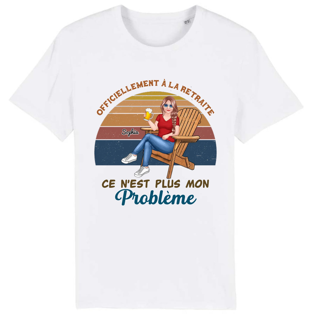 Retraite T-shirt personnalisé, Fête des mères Cadeaux pour maman grand-mère, Coucher de soleil, OFFICIELLEMENT À LA RETRAITE