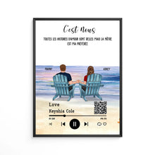 Charger l&#39;image dans la galerie, Bloc Acrylique personnalisée, Saint-Valentin Cadeau couple, Couple assis sur la plage
