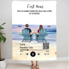 Charger l&#39;image dans la galerie, Bloc Acrylique personnalisée, Saint-Valentin Cadeau couple, Couple assis sur la plage

