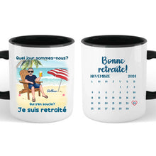 Charger l&#39;image dans la galerie, Date d&#39;anniversaire Mug Calendrier personnalisé, fête des pères Cadeaux pour Papa, Plage, été, Je suis retraité

