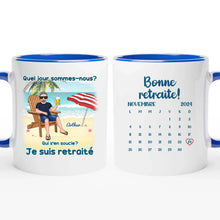 Charger l&#39;image dans la galerie, Date d&#39;anniversaire Mug Calendrier personnalisé, fête des pères Cadeaux pour Papa, Plage, été, Je suis retraité
