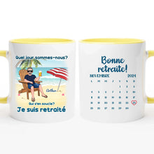 Charger l&#39;image dans la galerie, Date d&#39;anniversaire Mug Calendrier personnalisé, fête des pères Cadeaux pour Papa, Plage, été, Je suis retraité
