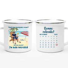 Charger l&#39;image dans la galerie, Date d&#39;anniversaire Mug Calendrier personnalisé, fête des pères Cadeaux pour Papa, Plage, été, Je suis retraité
