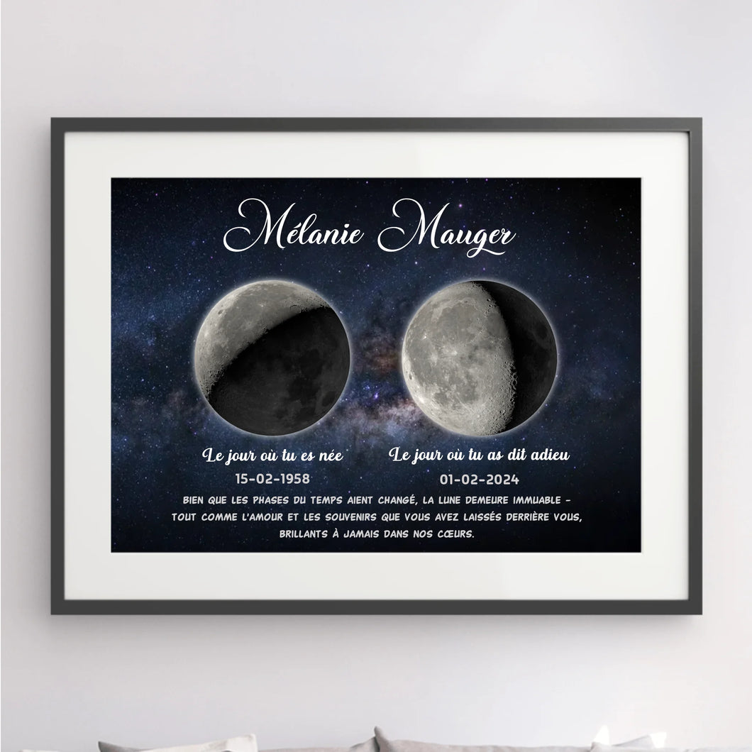 Phase de Lune Art Mémorial Cadeau Personnalisé Passe partout, commémorer le décès d'un père, mère, grand-père, grand-mère
