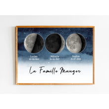 Charger l&#39;image dans la galerie, Phase de Lune Poster personnalisé, Saint-Valentin Cadeaux pour couple,  Famille Nom
