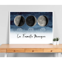 Charger l&#39;image dans la galerie, Phase de Lune Poster personnalisé, Saint-Valentin Cadeaux pour couple,  Famille Nom
