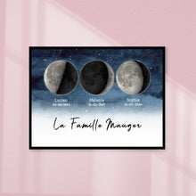 Charger l&#39;image dans la galerie, Phase de Lune Poster personnalisé, Saint-Valentin Cadeaux pour couple,  Famille Nom
