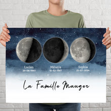 Charger l&#39;image dans la galerie, Phase de Lune Poster personnalisé, Saint-Valentin Cadeaux pour couple,  Famille Nom
