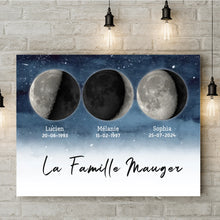 Charger l&#39;image dans la galerie, Phase de Lune Poster personnalisé, Saint-Valentin Cadeaux pour couple,  Famille Nom
