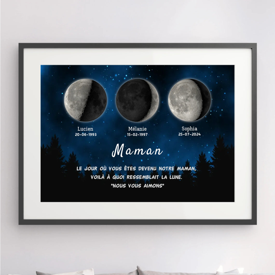 Phase de Lune Passe partout personnalisé, Fête des Mères Cadeaux pour couple maman, Le jour où vous êtes devenu notre Mère