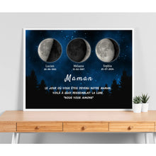 Charger l&#39;image dans la galerie, Phase de Lune Passe partout personnalisé, Fête des Mères Cadeaux pour couple maman, Le jour où vous êtes devenu notre Mère
