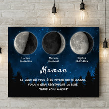 Charger l&#39;image dans la galerie, Phase de Lune Passe partout personnalisé, Fête des Mères Cadeaux pour couple maman, Le jour où vous êtes devenu notre Mère
