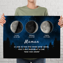 Charger l&#39;image dans la galerie, Phase de Lune Passe partout personnalisé, Fête des Mères Cadeaux pour couple maman, Le jour où vous êtes devenu notre Mère
